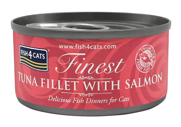 70克 Fish4Cats tuna fillet with salmon 吞拿魚塊三文魚貓罐頭x10罐, 泰國製造